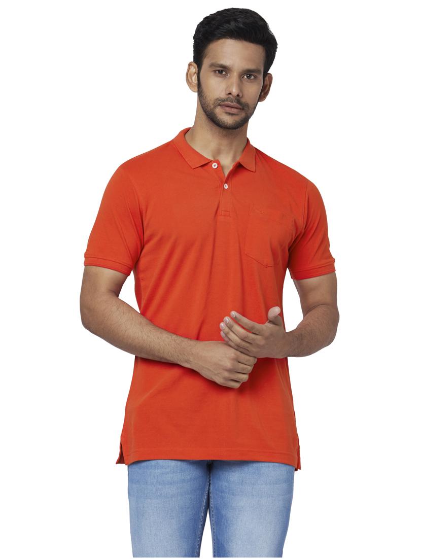 orange solid polo t-shirt - 17738100 - Zoom Image - 0