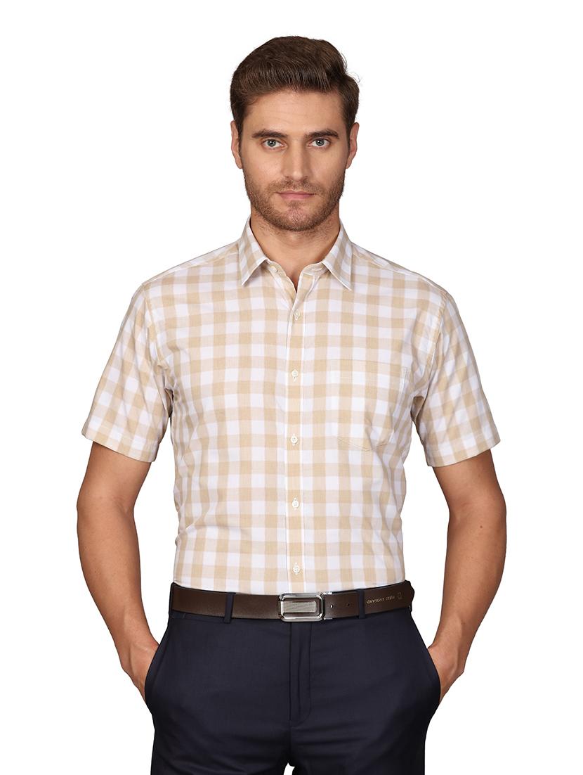 beige checkered formal shirt - 17738126 - Zoom Image - 0