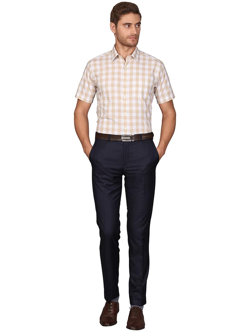 beige checkered formal shirt - 17738126 - Standard Image - 3