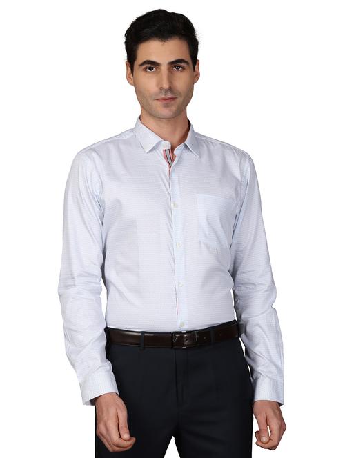 blue printed formal shirt - 17738136 - Standard Image - 0