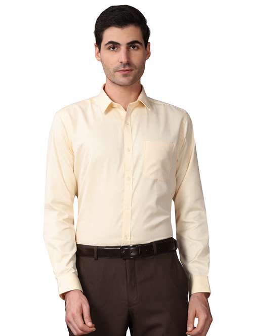 yellow self design formal shirt - 17738150 - Standard Image - 0
