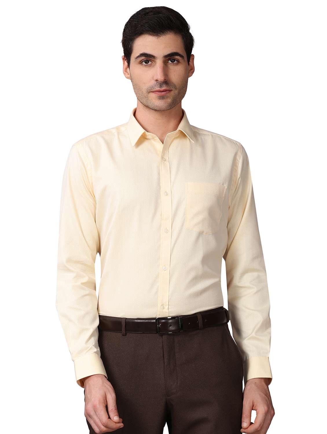 yellow self design formal shirt - 17738150 - Zoom Image - 0