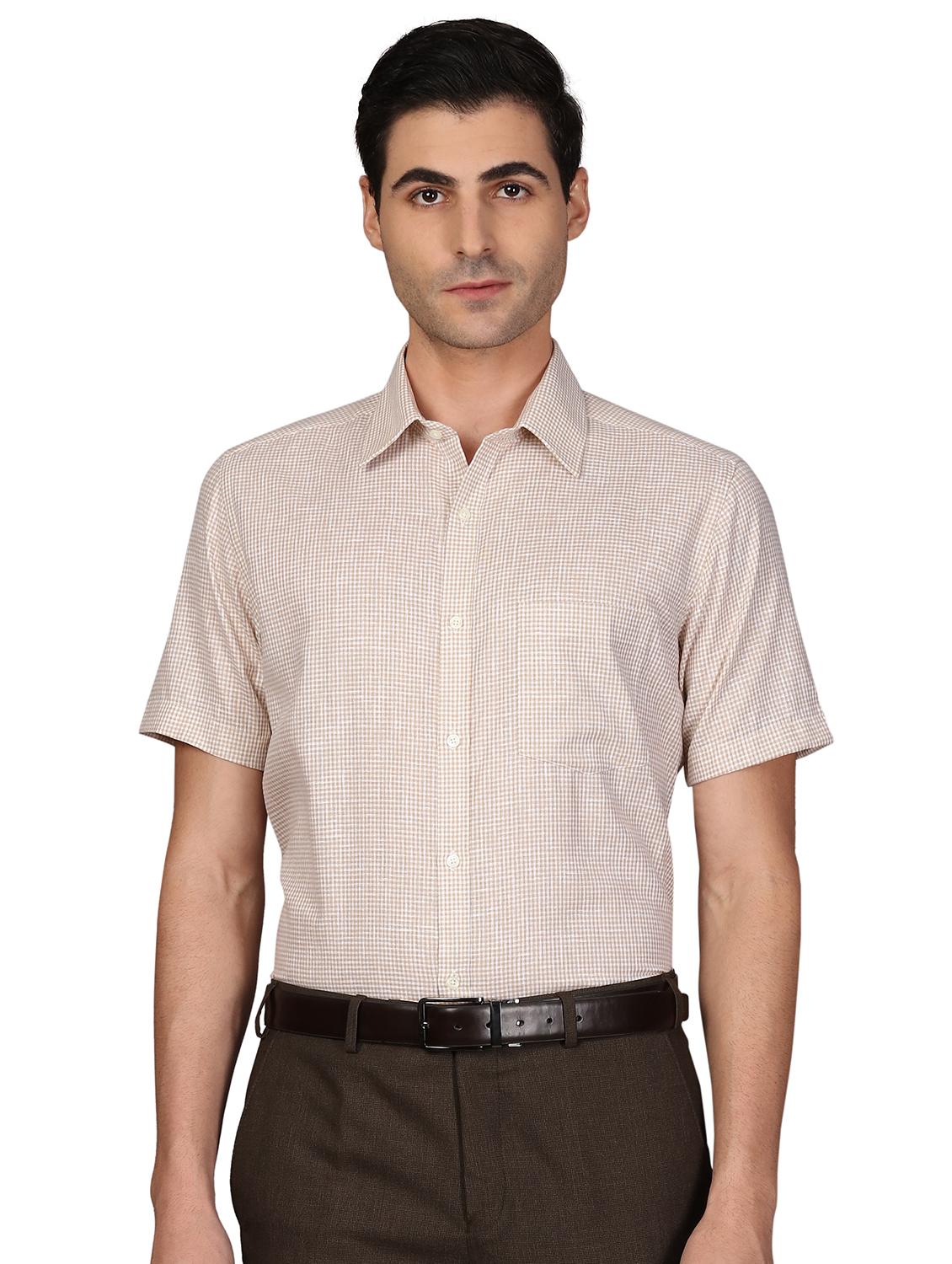 beige checkered formal shirt - 17738151 - Zoom Image - 0