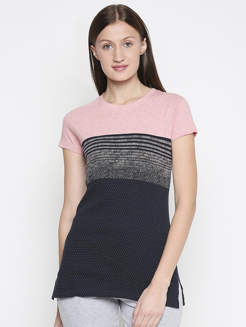 round neck color block tee - 17738275 - Zoom Image - 0