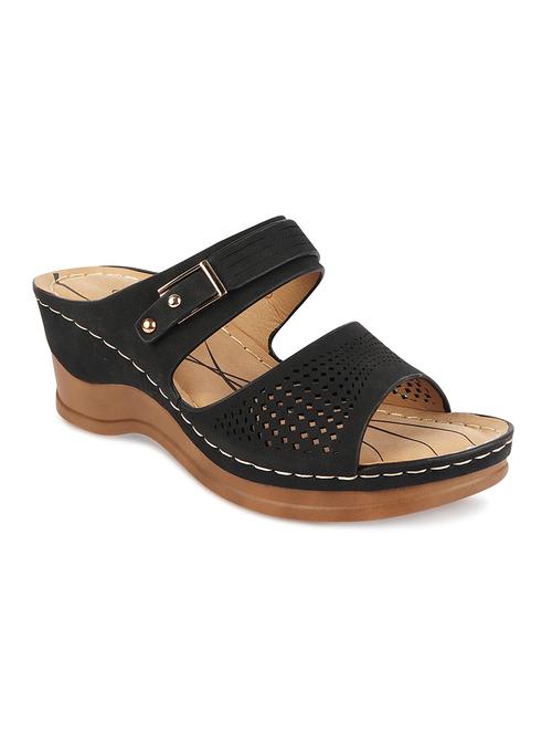 calzado womens's casualwear slip-on black color platform heels slippers - 17739147 -  Standard Image - 0
