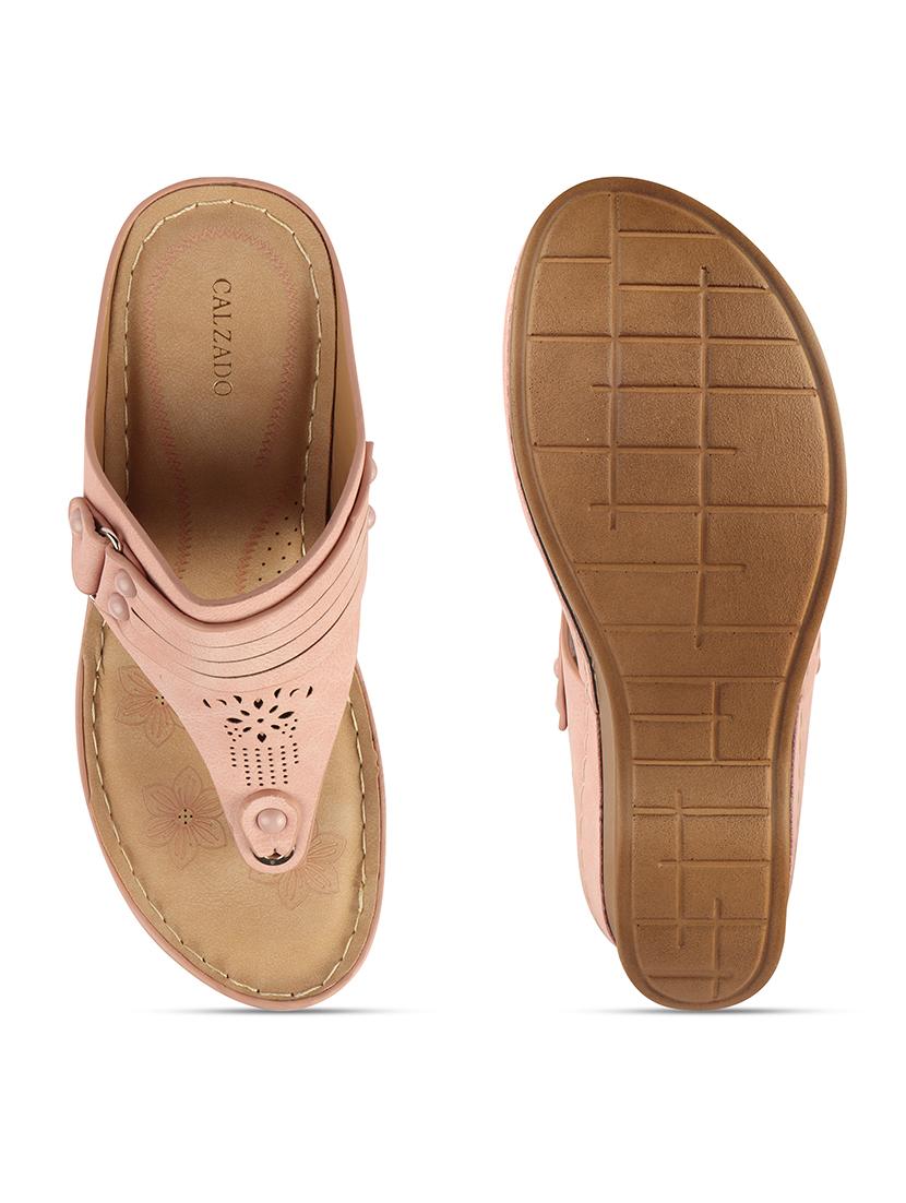 calzado womens's casualwear slip-on apricot color platform heels slippers - 17739151 - Standard Image - 3