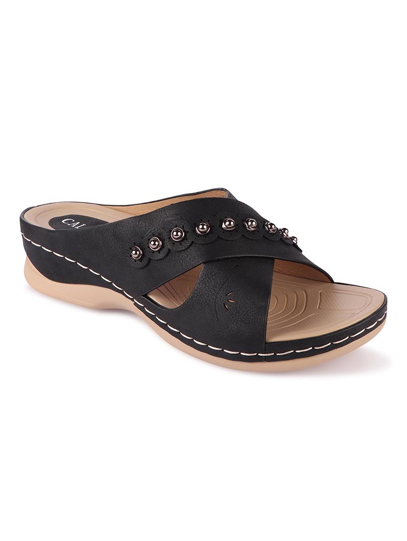 calzado womens's casualwear slip-on apricot color platform heels slippers - 17739153 -  Zoom Image - 0