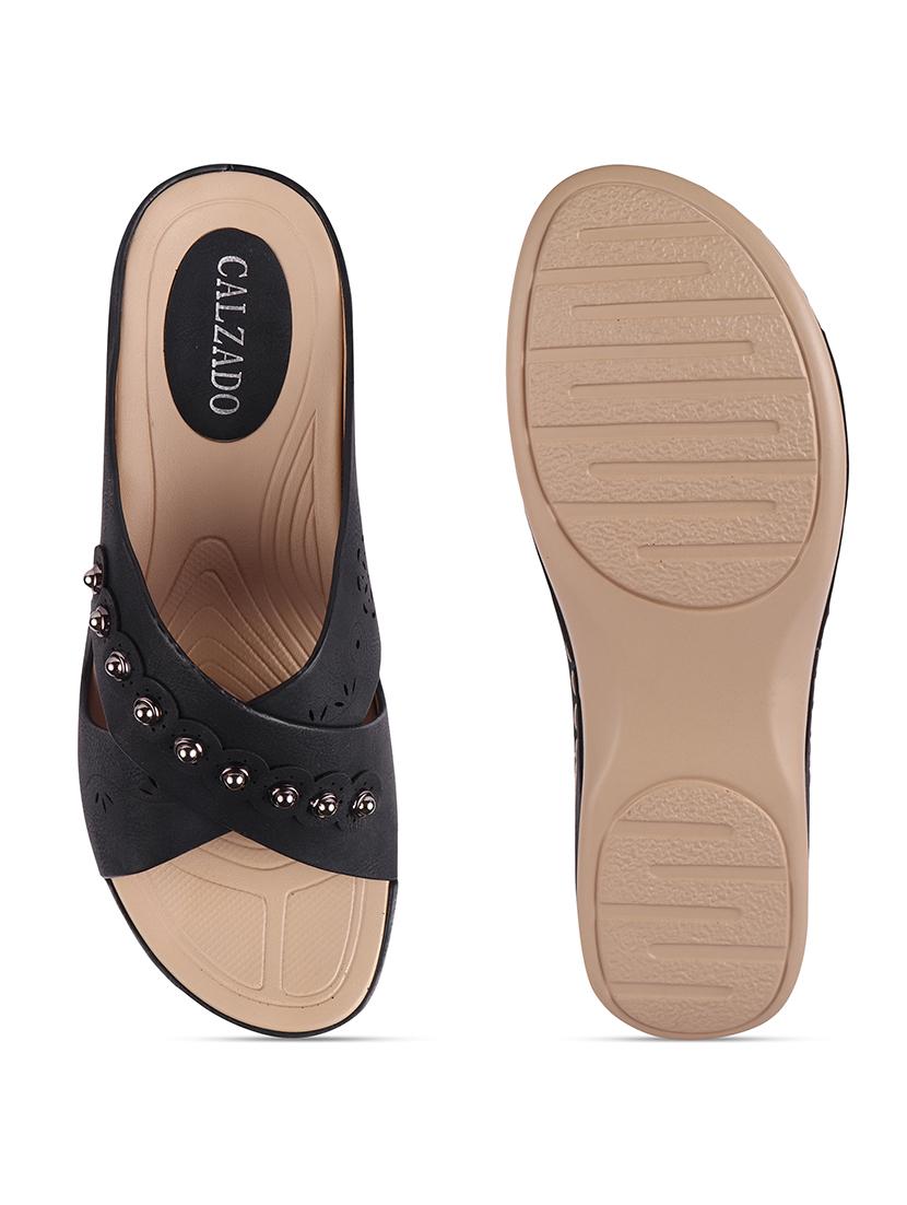 calzado womens's casualwear slip-on apricot color platform heels slippers - 17739153 - Standard Image - 3
