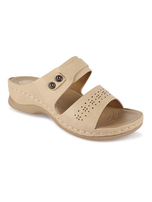 calzado womens's casualwear slip-on beige color platform heels slippers - 17739155 - Standard Image - 0