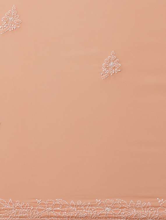 peach georgette chikankari saree with blouse - 17739230 -  Standard Image - 3