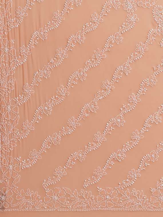 peach georgette chikankari saree with blouse - 17739230 -  Standard Image - 5
