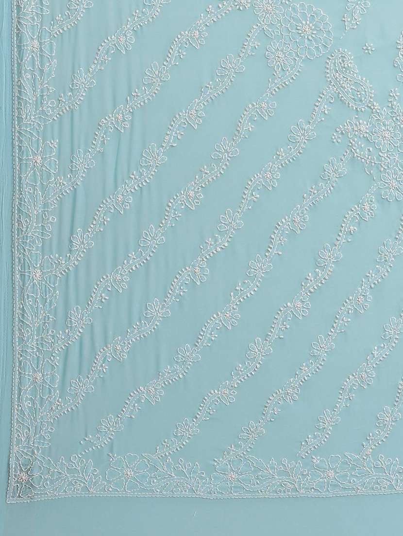 blue georgette hand embroidered chikankari saree with blouse - 17739231 -  Standard Image - 5