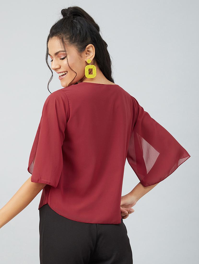 women's straight round neck top - 17739282 - Standard Image - 3