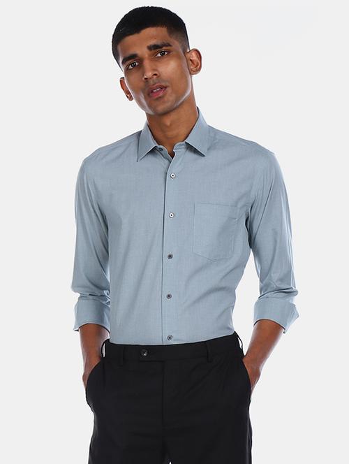 grey solid formal shirt - 17739316 - Standard Image - 0