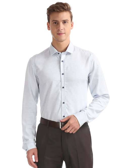 light blue solid formal shirt - 17739321 - Standard Image - 0