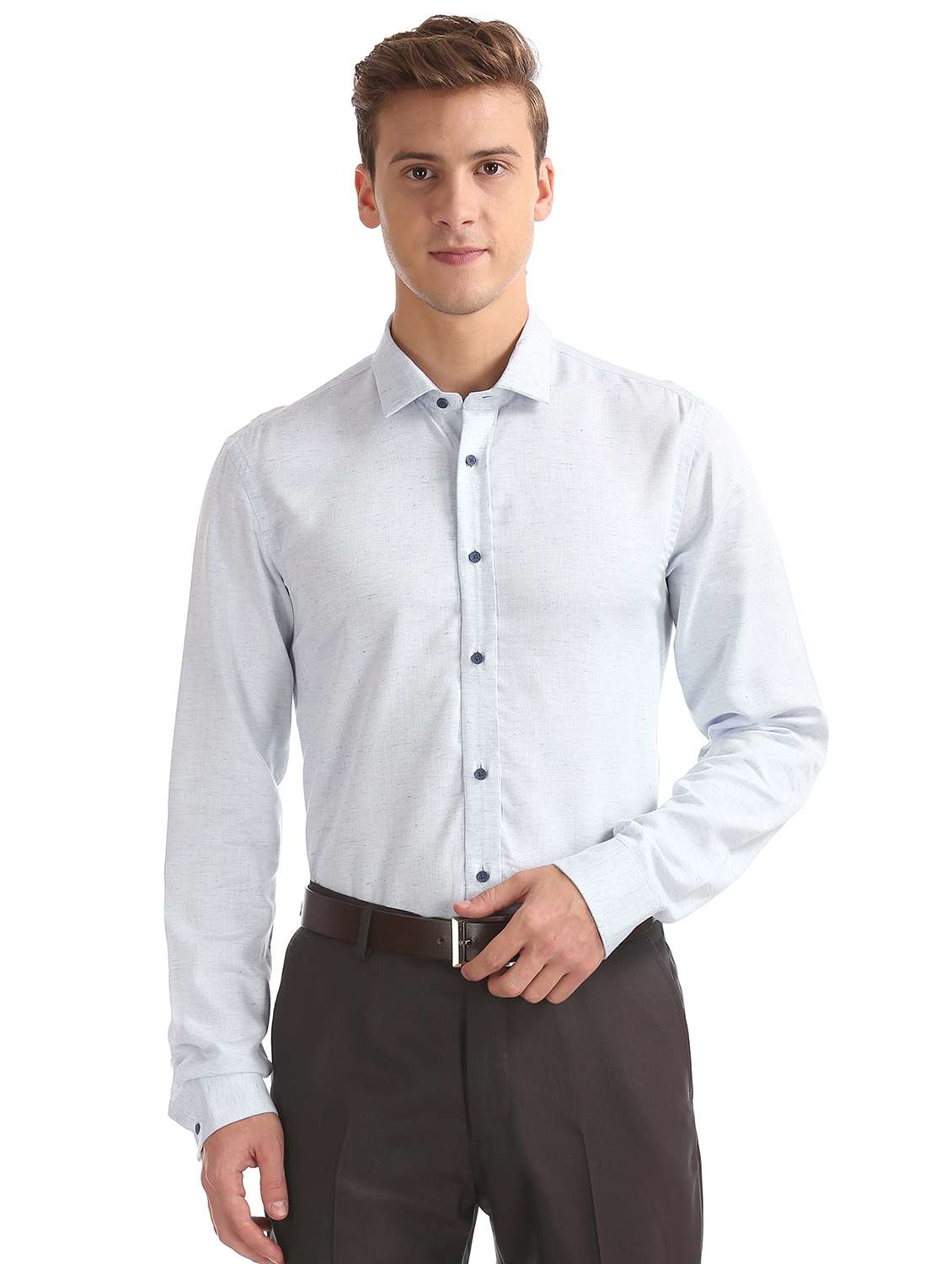 light blue solid formal shirt - 17739321 - Zoom Image - 0