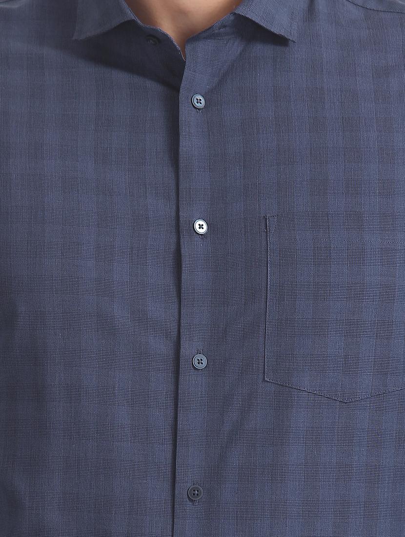 navy blue checkered formal shirt - 17739328 - Standard Image - 5