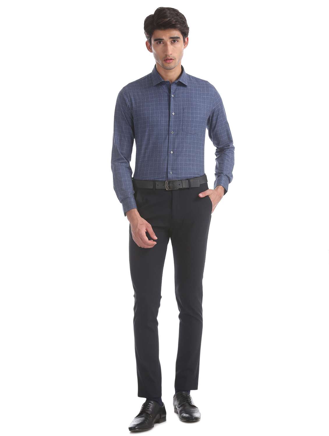 blue checkered formal shirt - 17739408 -  Standard Image - 3