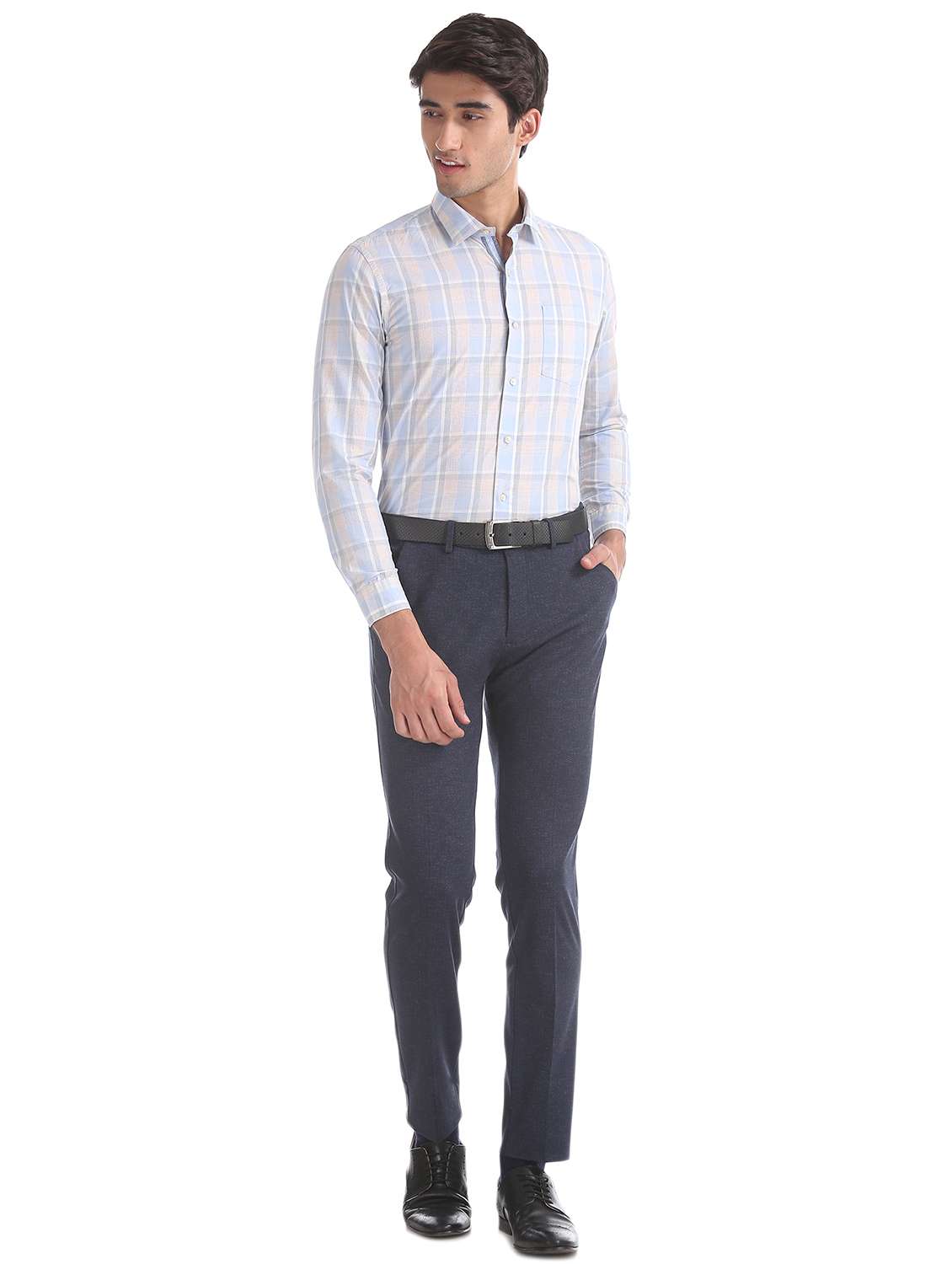 blue checkered formal shirt - 17739417 -  Standard Image - 3