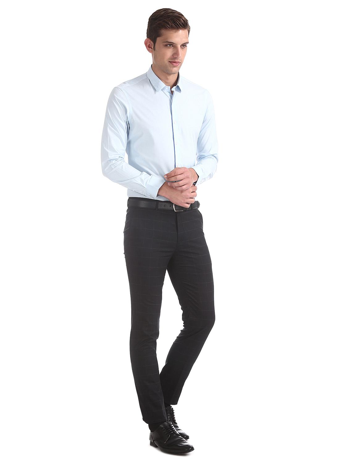 light blue solid formal shirt - 17739419 - Standard Image - 3