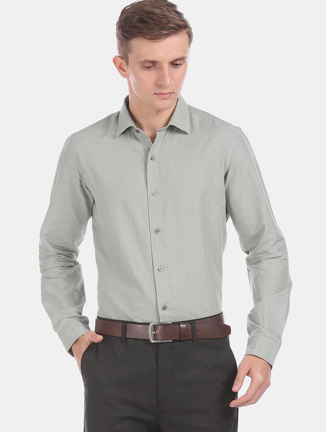 grey self design formal shirt - 17739430 - Zoom Image - 0