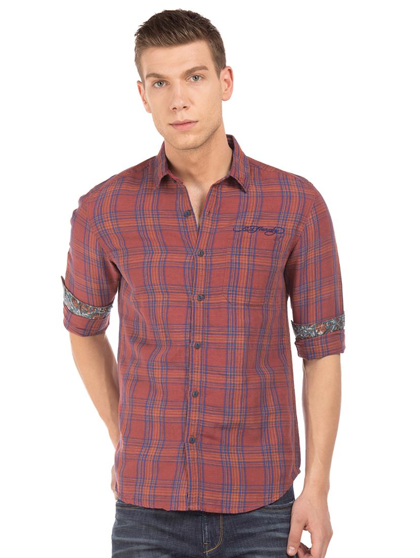 brown checkered casual shirt - 17739457 - Zoom Image - 0