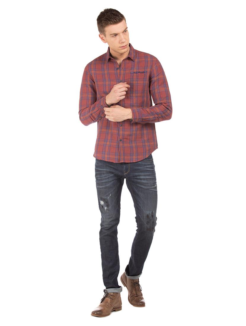 brown checkered casual shirt - 17739457 - Standard Image - 3