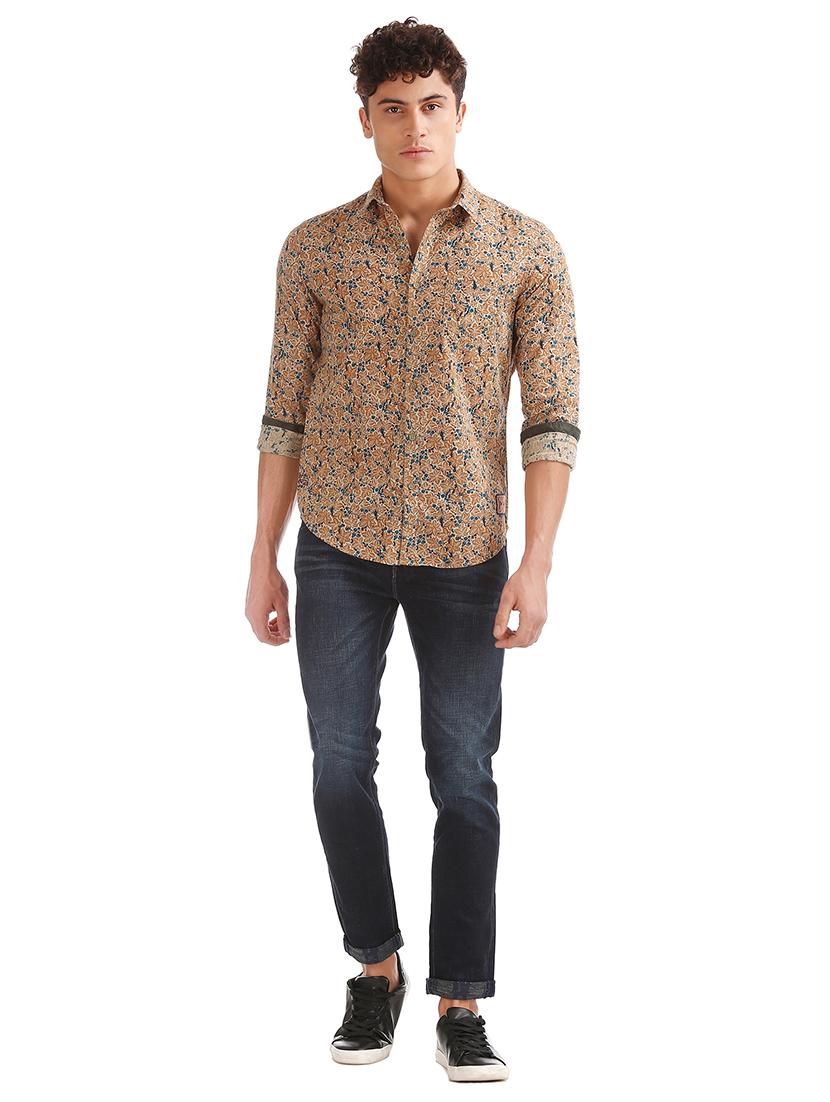 beige printed casual shirt - 17739459 - Standard Image - 3