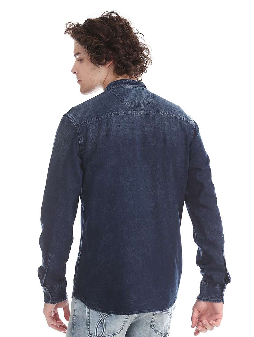 navy blue faded casual shirt - 17739522 -  Standard Image - 3