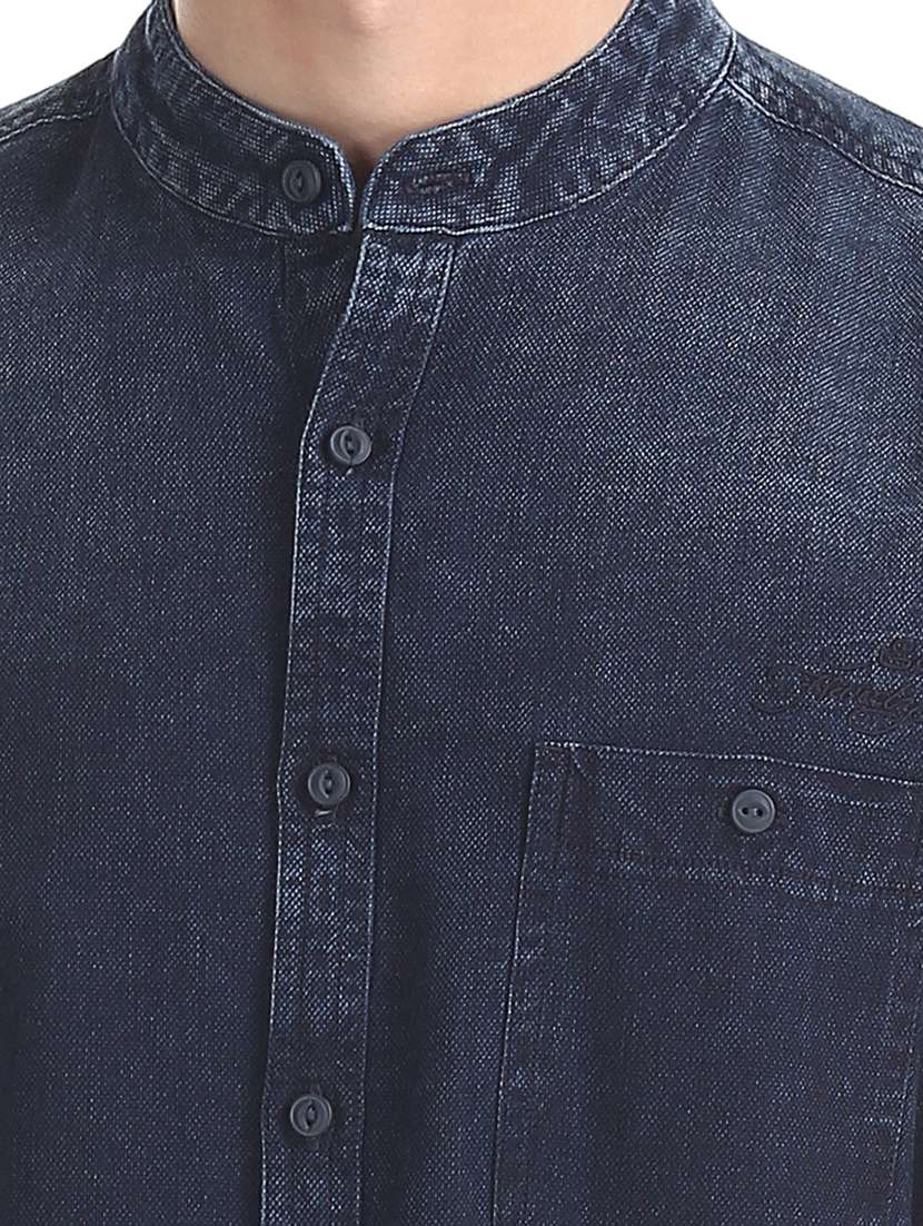 navy blue faded casual shirt - 17739522 -  Standard Image - 5