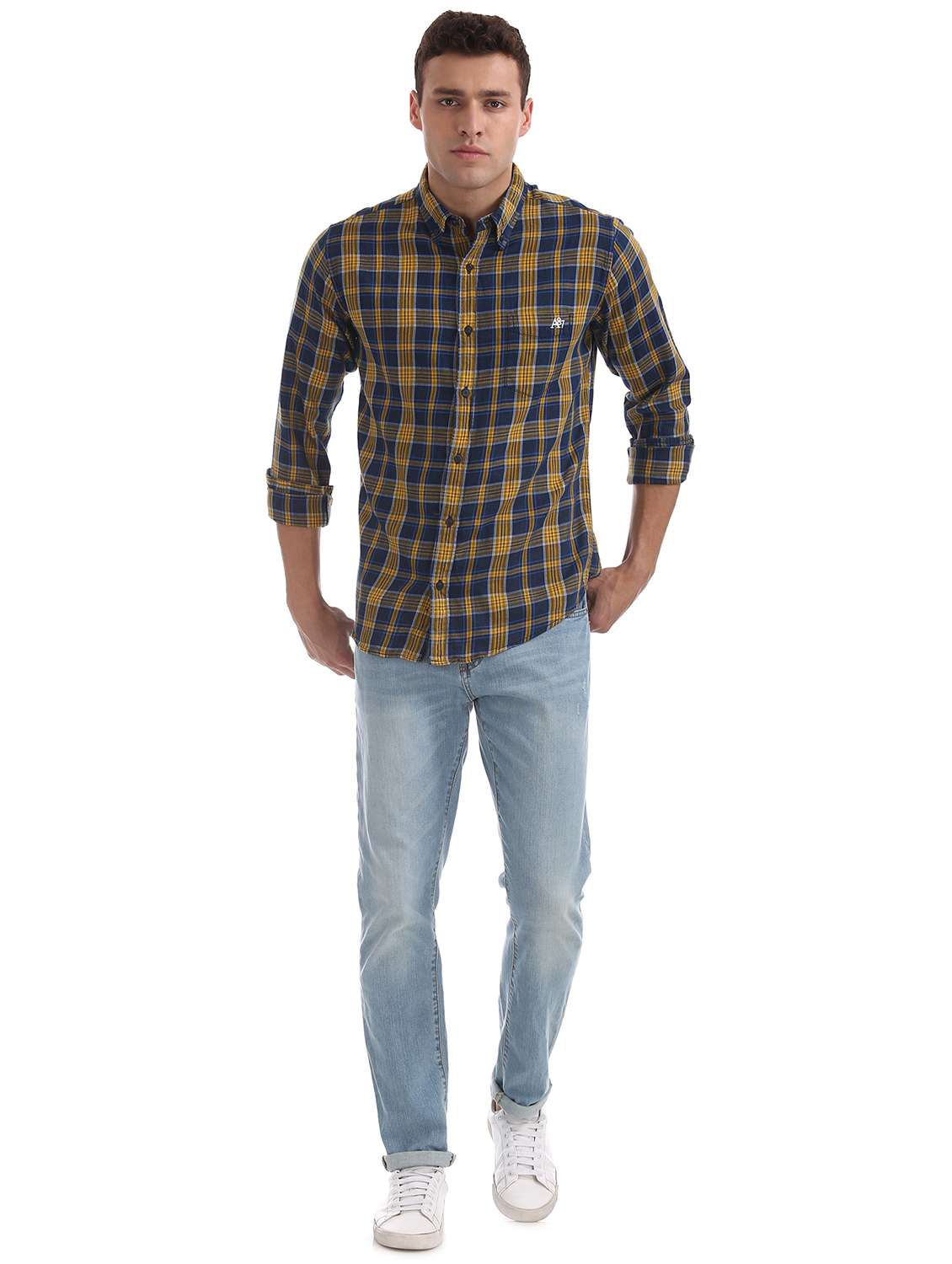 blue checkered casual shirt - 17739564 - Standard Image - 3