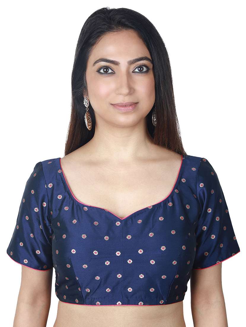 blue brocade blouse