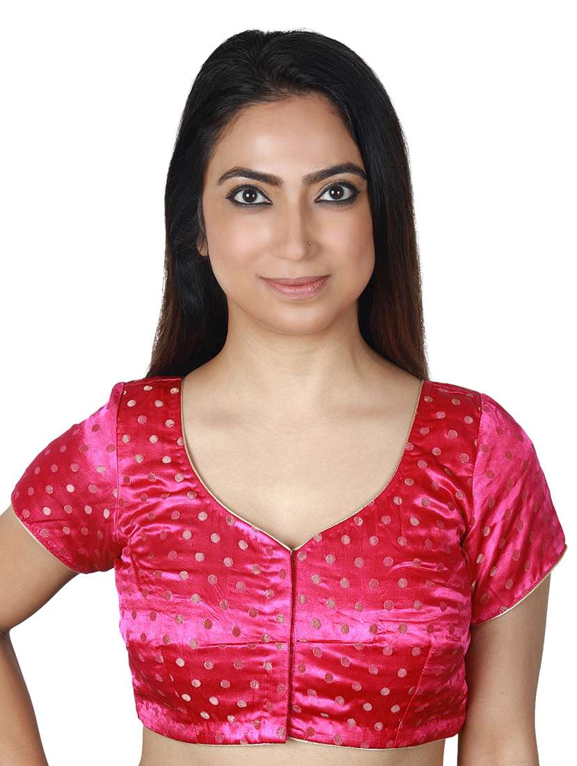 pink satin brocade blouse