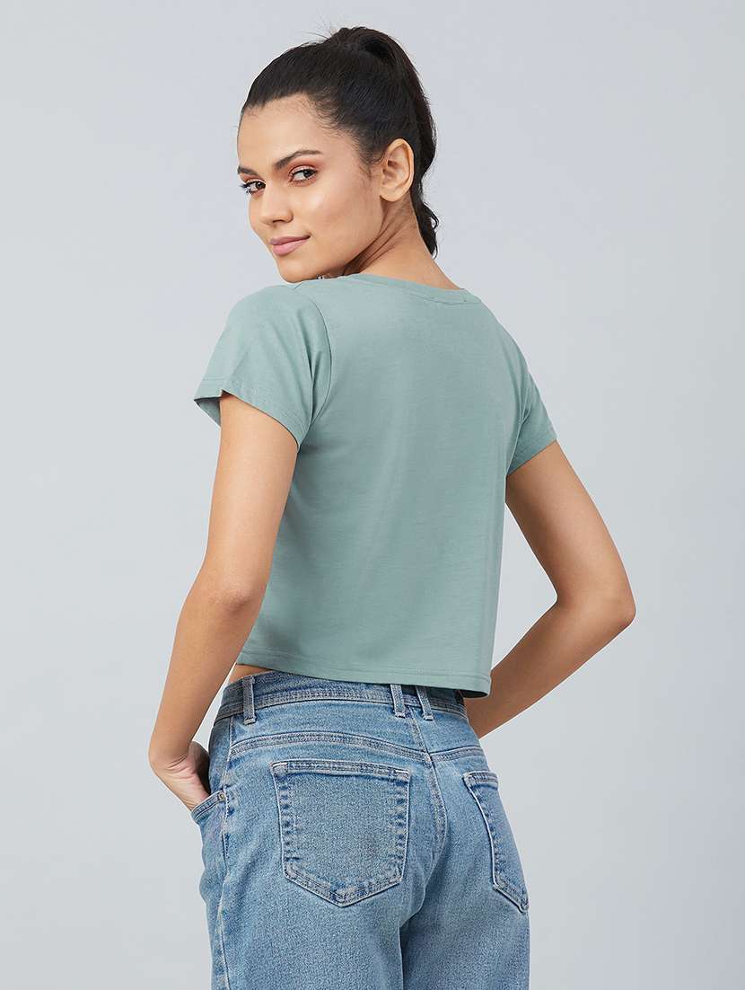 green cotton crop tshirt - 17739983 -  Standard Image - 3