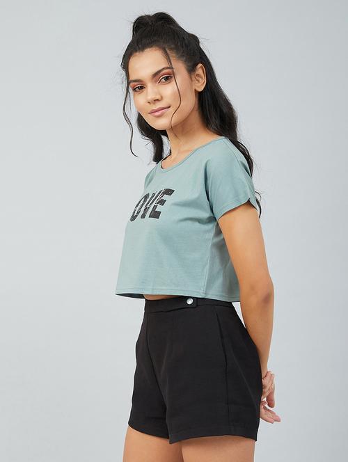 green cotton crop tshirt - 17739993 -  Standard Image - 0
