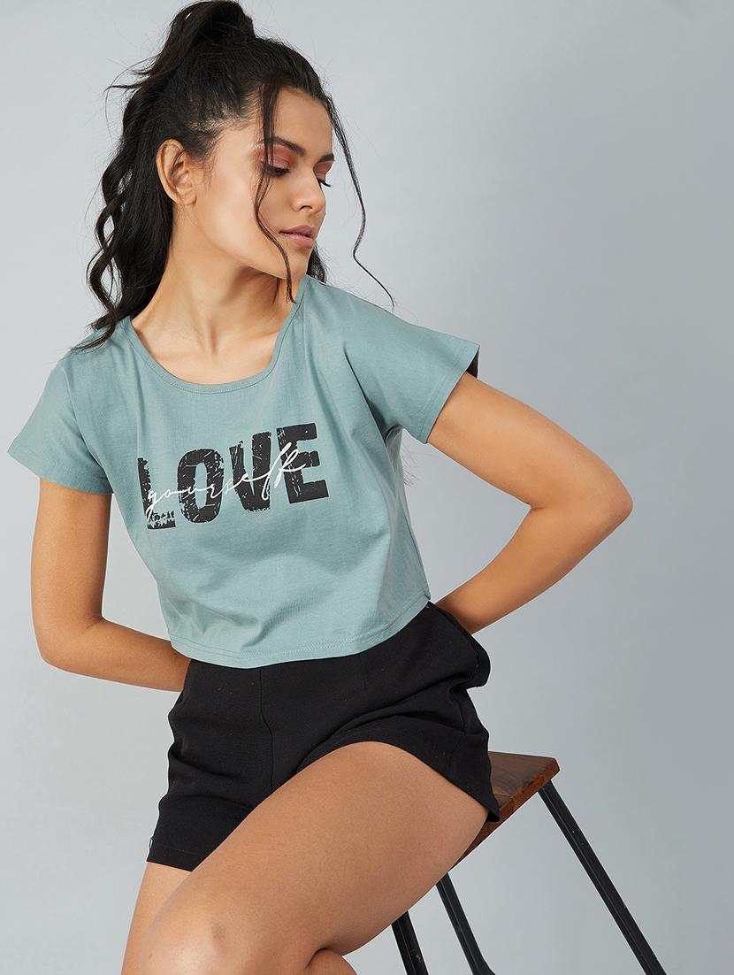 green cotton crop tshirt - 17739993 - Standard Image - 3