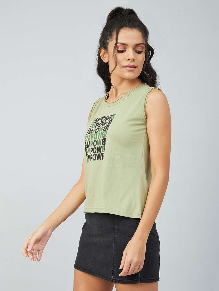 women's chest print round neck t-shirt - 17740001 - Zoom Image - 0