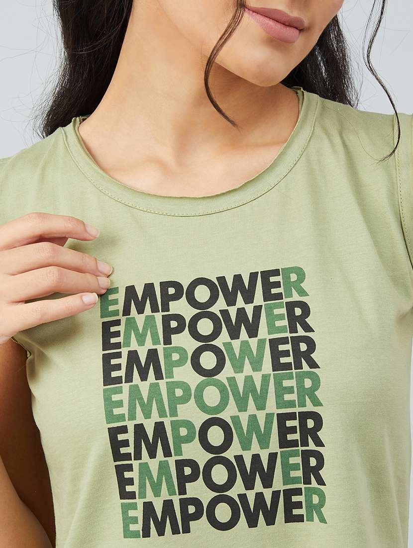 women's chest print round neck t-shirt - 17740001 - Standard Image - 5