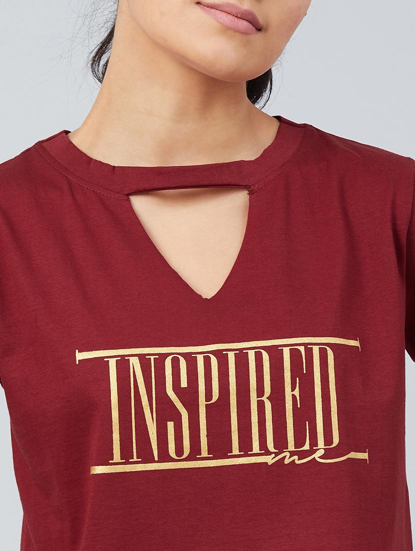 women's front print keyhole neck t-shirt - 17740004 - Standard Image - 5