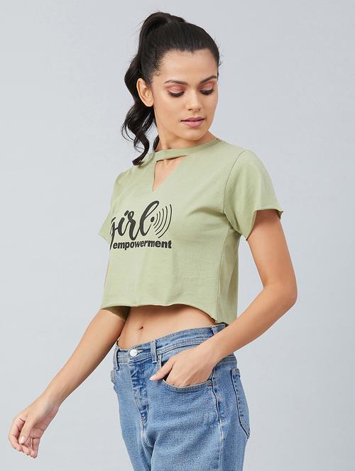 women's crop keyhole neck t-shirt - 17740005 - Standard Image - 0