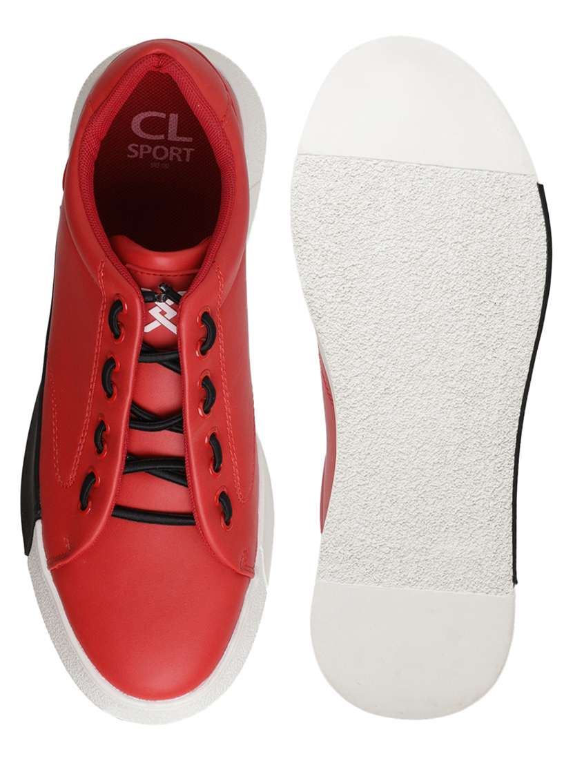 red synthetic lace up sneakers - 17740112 -  Standard Image - 3