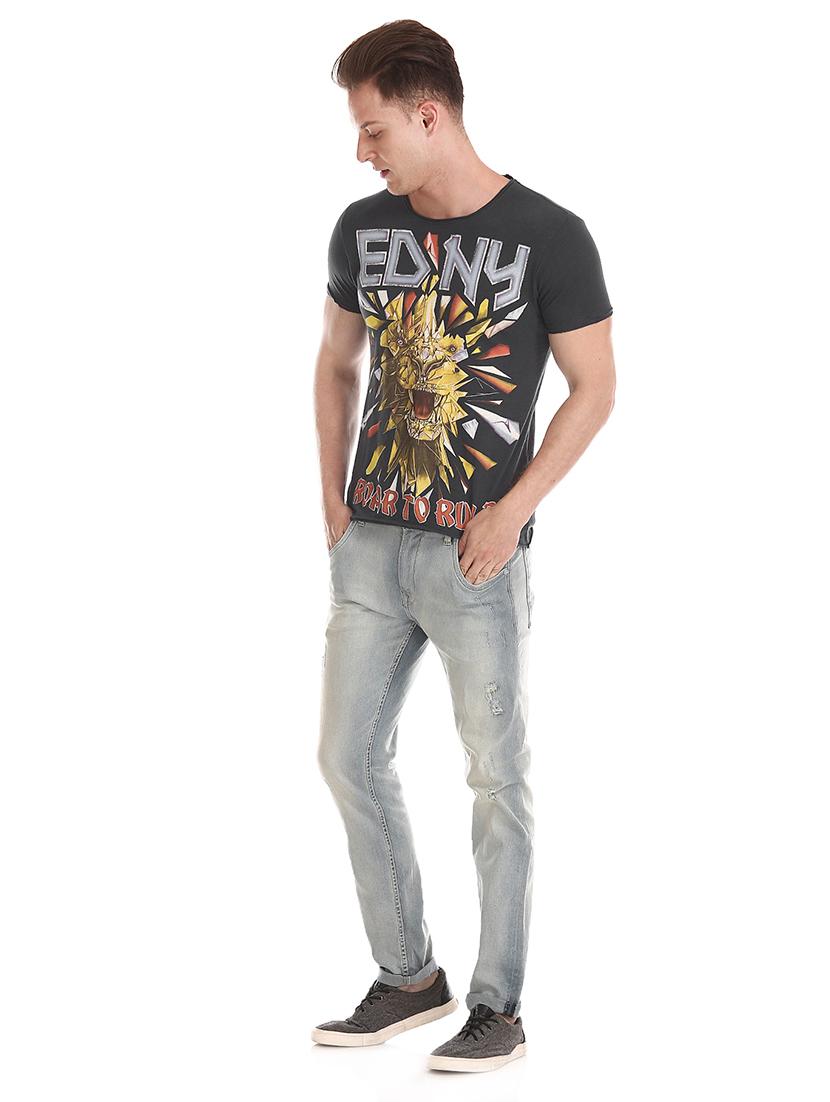 grey front print t-shirt - 17740737 - Standard Image - 3