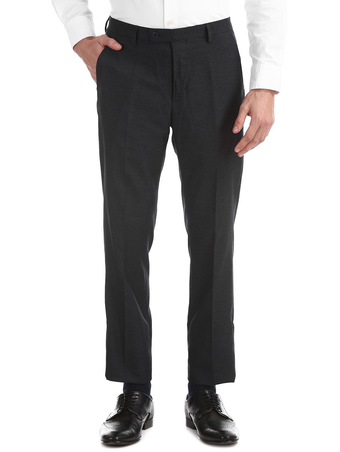 blue striped flat front formal trouser - 17741796 - Zoom Image - 0