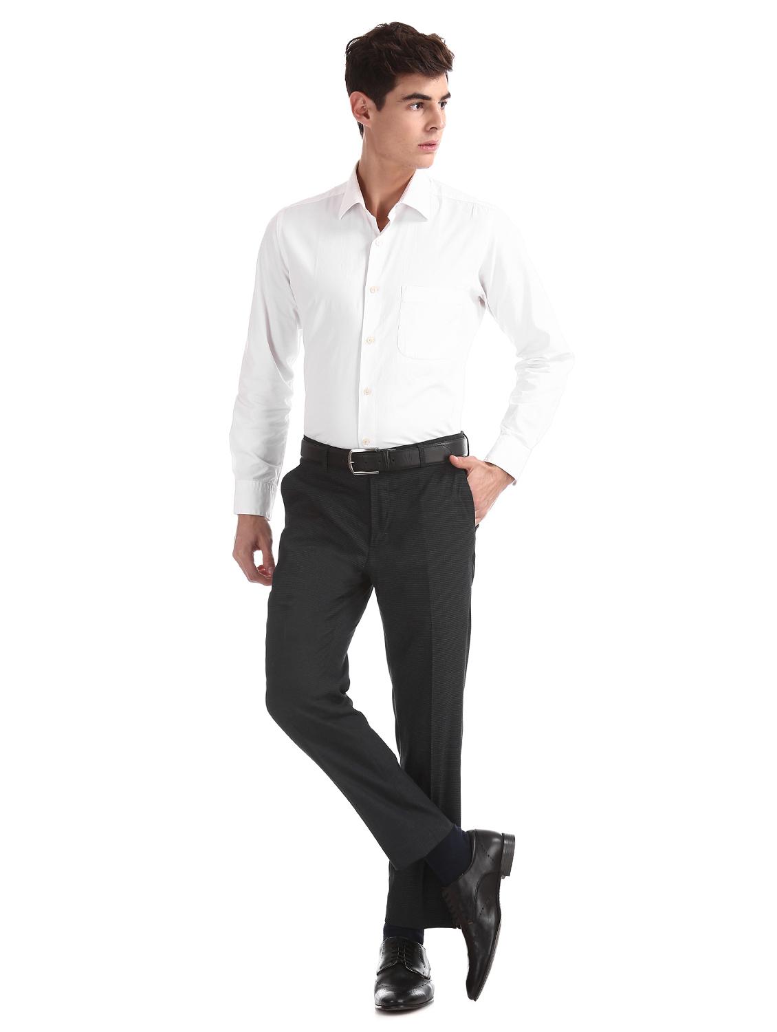 blue striped flat front formal trouser - 17741796 - Standard Image - 3