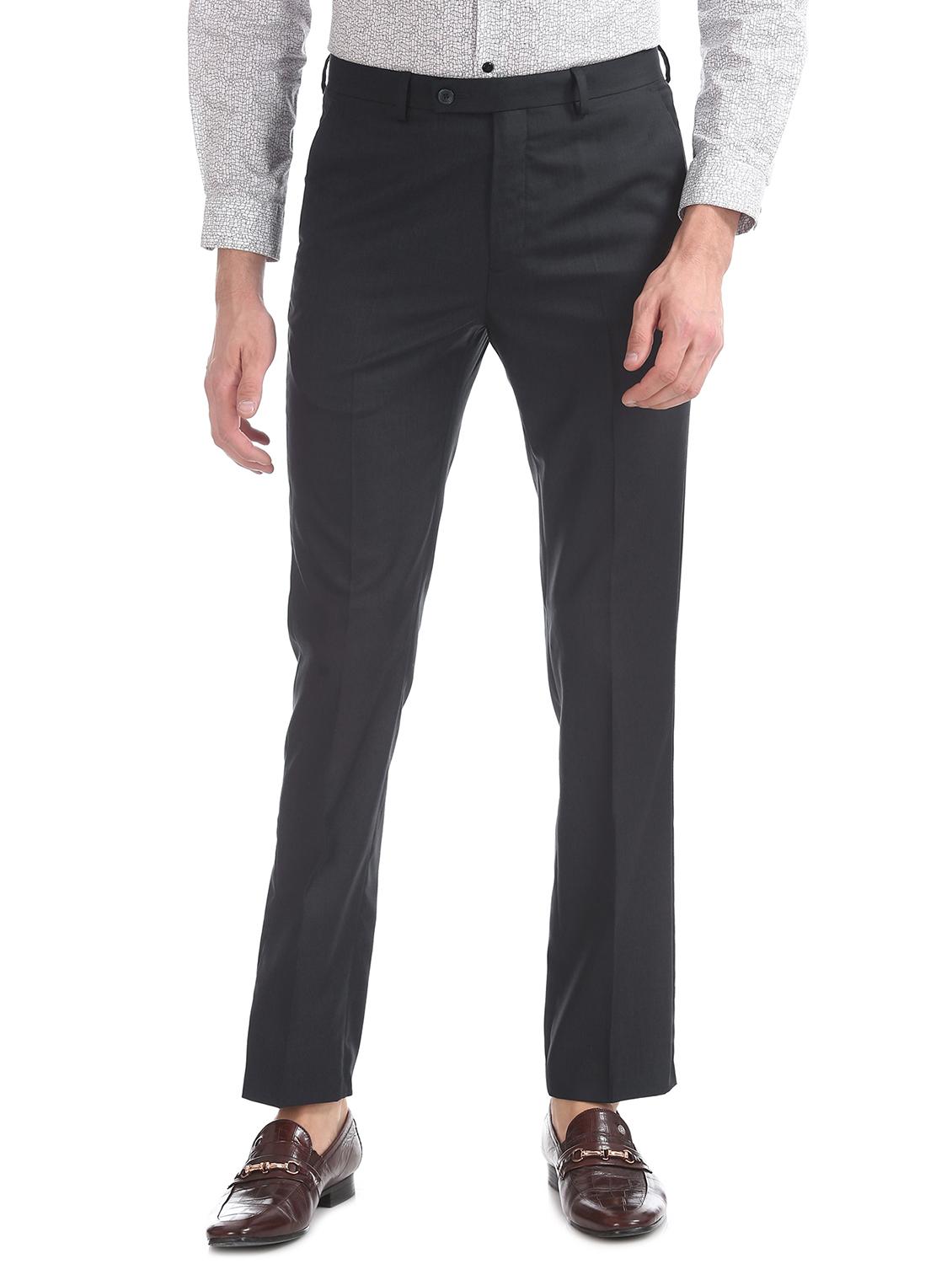 black solid flat front formal trouser - 17741975 -  Zoom Image - 0