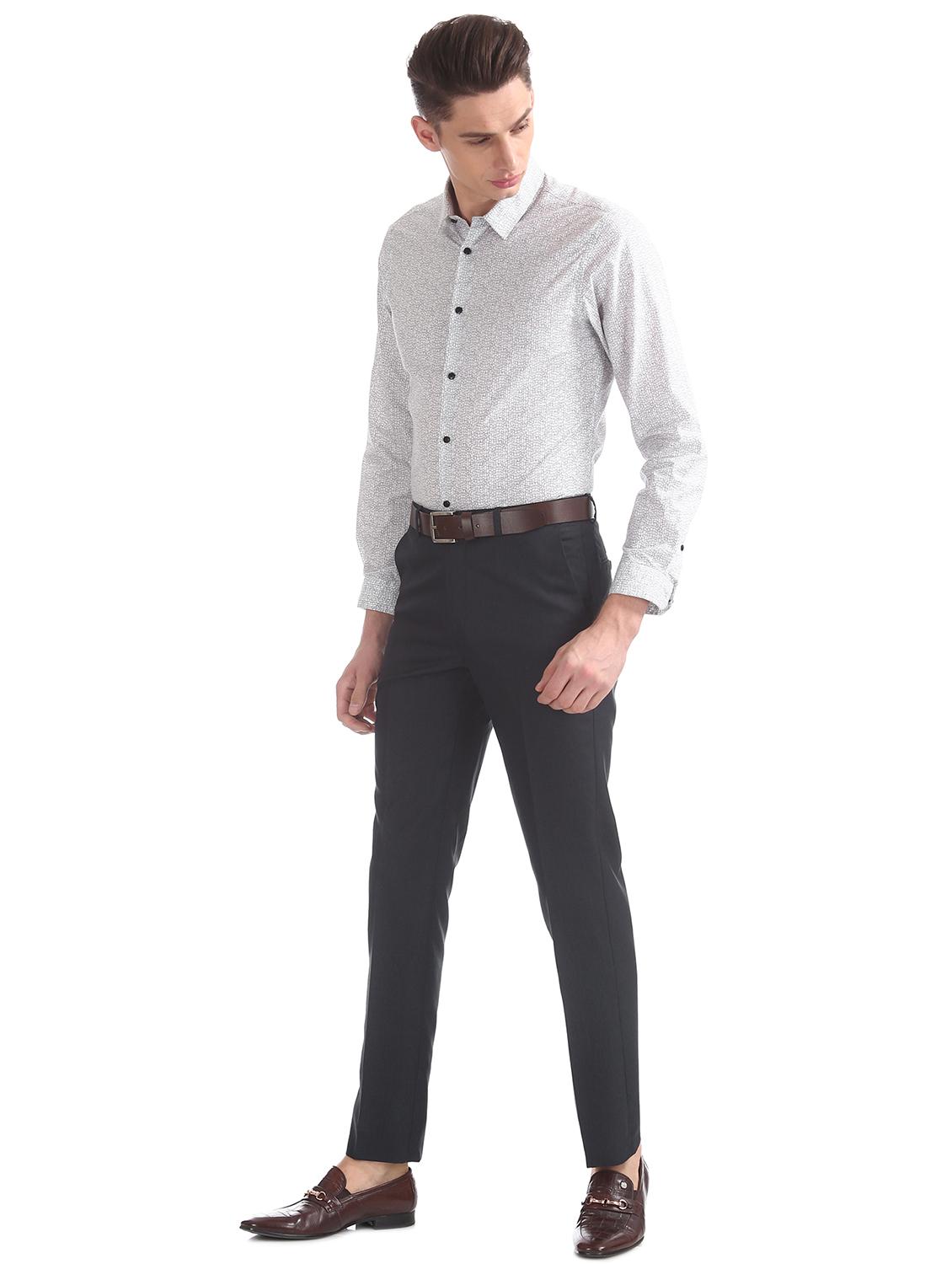 black solid flat front formal trouser - 17741975 - Standard Image - 3