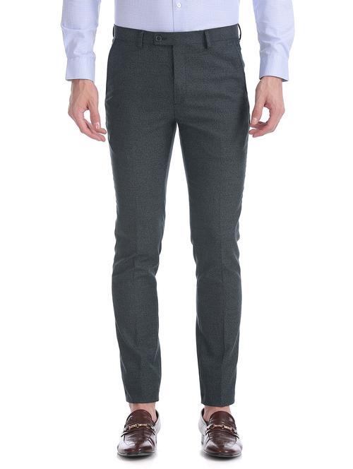 grey textured flat front formal trouser - 17742071 - Standard Image - 0