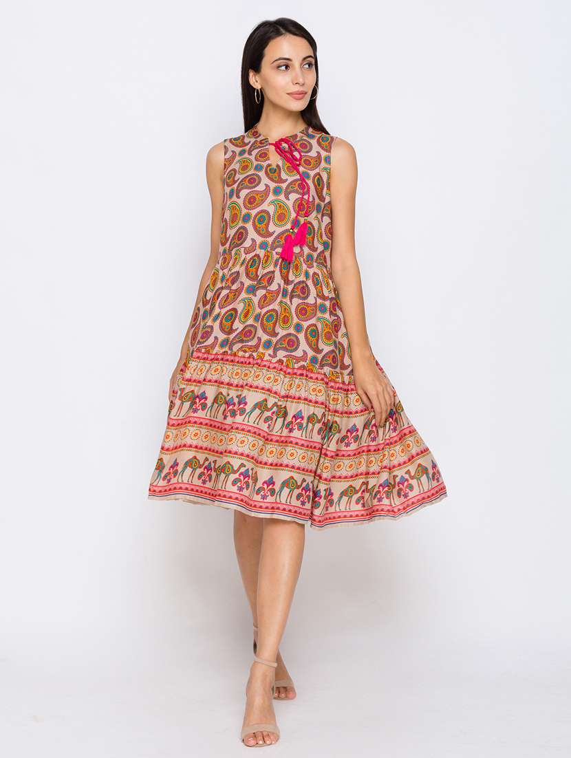 tie up neck paisley dress  - 17742268 -  Standard Image - 3
