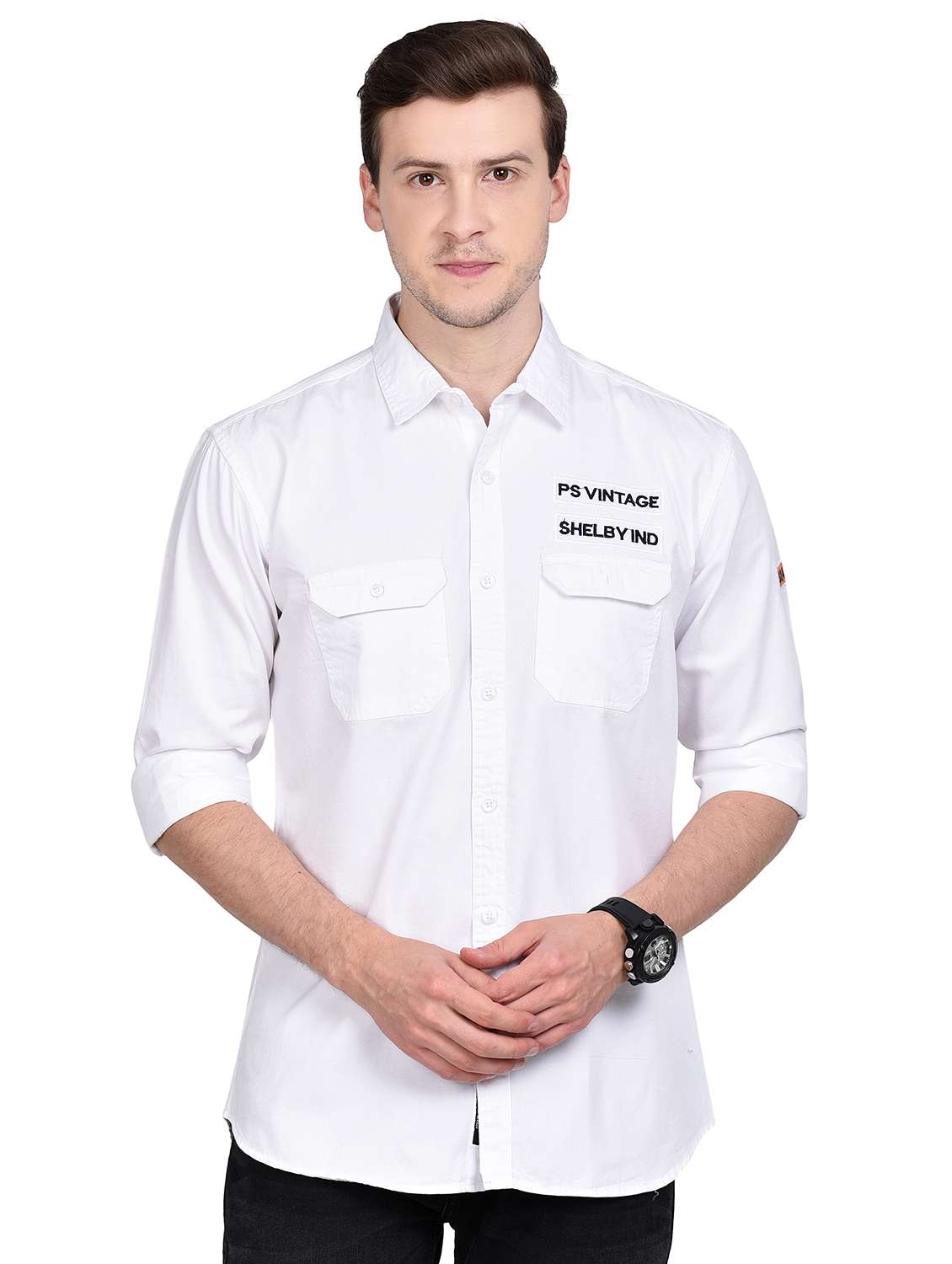 white solid casual shirt - 17744246 -  Zoom Image - 0