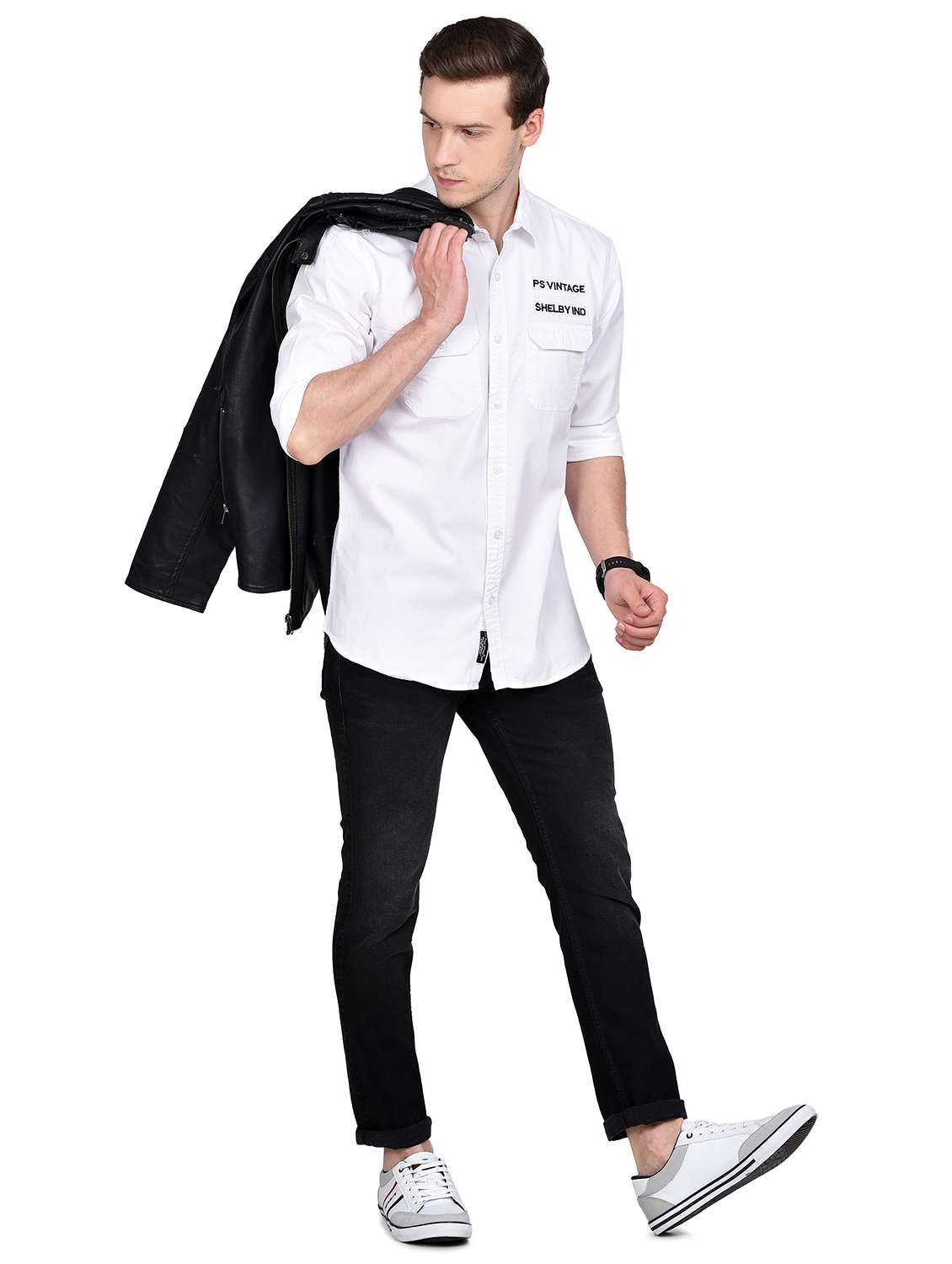 white solid casual shirt - 17744246 - Standard Image - 3